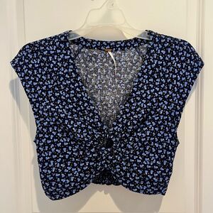 Free People Summer Top, Navy Print, S